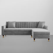 Grayon 3 Seater Convertible Sofa Set for Living Room, 3 Seater & Ottoman Modular Sectional Couch for Small Space (Black Colour) Fabric Sofa Set