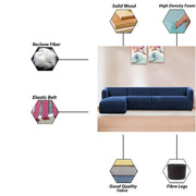 Rowan LHS 6 Seater L Shape Sofa Set for Living Room (Blue Fabric) Premium Fabric Sofa