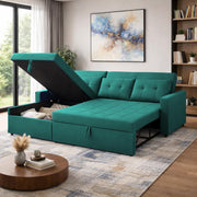 Casaliving Treshta 4 Seater LHS L - Shape Pull-Out Sofa Cum Bed with Storage Sofa for Living Room (Brown Fabric Color) Premium Fabric Sofa Set for Living Room Sofa Cum Bed