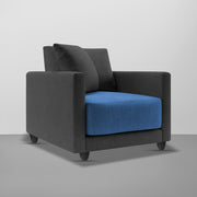 Dominic 1 Seater Sofa Set for Living Room (Black Grey Fabric) Premium Fabric Sofa