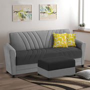 Francis 3 Seater Sofa Set with Ottoman for Living Room (Black Grey) Fabric