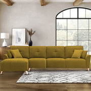Antonio LHS 6 Seater L Shape Sofa Set for Living Room (Yellow Premium Fabric)