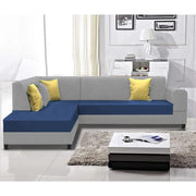 Rio 6 Seater L Shape Sofa for Living Room | Color - Blue Grey Leatherette | Left Side Sofa