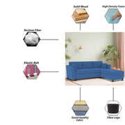 Blustin RHS 4 Seater L Shape Sofa Set for Living Room (Blue Fabric) Premium Fabric Sofa