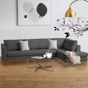 Romeio LHS 6 Seater L Shape Sofa Set for Living Room (Cream Fabric)