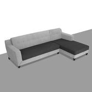 Fracher RHS 4 Seater L Shape Sofa Set for Living Room (Black Grey Fabric) Premium Fabric Sofa