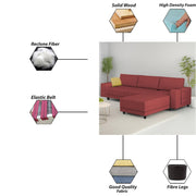 Linus RHS 4 Seater L Shape Sofa Set for Living Room (Maroon Fabric) Premium Fabric Sofa