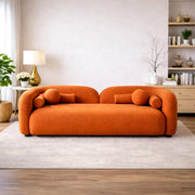 Getto Curved 3 Seater Cloud Sofa, Premium Design Upholstered 3 Seater Sofa Set for Living Room, (Black Colour) Premium Boucle Fabric Sofa