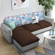 Andon 4 Seater L Shape Sofa Set for Living Room (Brown Grey) Left Side Sofa