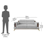 Falconar 3 Seater Sofa Set for Living Room (Grey Fabric) Premium Fabric Sofa