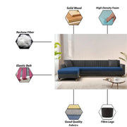 Garcia LHS 6 Seater L Shape Sofa Set for Living Room (Black Grey - Colour) Premium Fabric Sofa Set