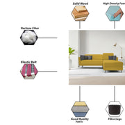 Arlond RHS 4 Seater L Shape Sofa Set for Living Room (Yellow Fabric) Premium Fabric Sofa
