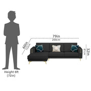 Falco LHS 4 Seater L Shape Sofa Set for Living Room (Black Fabric) Premium Fabric Sofa