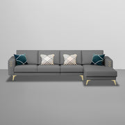 Falco RHS 6 Seater L Shape Sofa Set for Living Room (Dark Grey Fabric) Premium Fabric Sofa