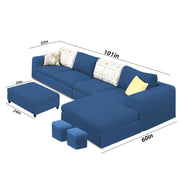 Badger RHS 8 Seater L Shape Sofa Set with Center Table for Living Room (Grey Fabric) Premium Fabric Sofa