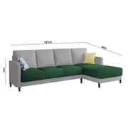 Swaloni RHS 6 Seater L Shape Sofa Set for Living Room (Green Grey) Premium Fabric Sofa