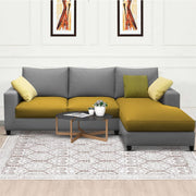 Rihan 4 Seater L Shape Sofa Set Living Room (Yellow Grey Fabric) Right Side Sofa