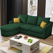 Shrank Round Lounger L Shape 4 Seater Sofa Set for Living Room (Green) Fabric Sofa | LHS