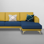 Falco RHS 4 Seater L Shape Sofa Set for Living Room (Blue Yellow Fabric) Premium Fabric Sofa
