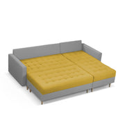Ashton RHS 4 Seater L Shape Sofa Set with Center Table for Living Room (Yellow Grey Fabric) Premium Fabric Sofa