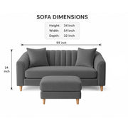 Casaliving Doraldo 2 Seater with Ottoman Sofa Set for Living Room (Black Colour) Premium Fabric Sofa Set
