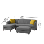 Neyami LHS 4 Seater with Ottoman L Shape Sofa Set for Living Room (Dark Grey) Premium Fabric Sofa Set