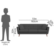 Letty 3 Seater Sofa Set for Living Room (Black Colour) Premium Fabric Sofa