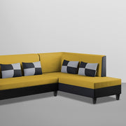 Nordy RHS 6 Seater L Shape Sofa Set for Living Room (Yellow Black Colour) Premium Fabric Sofa Set
