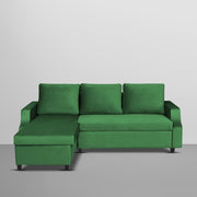 Asper LHS 4 Seater L Shape Sofa Set for Living Room (Green Fabric) Premium Fabric Sofa