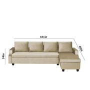 Asper RHS 6 Seater L Shape Sofa Set for Living Room (Cream Fabric) Premium Fabric Sofa