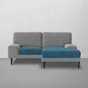 Latieo RHS 2 Seater Lounger L Shape Sofa Set for Living Room (Turquise Grey) Premium Fabric Sofa