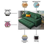 Artic 3 Seater Sofa Cum Bed for Living Room (Black) Premium Velvet Fabric Sofa