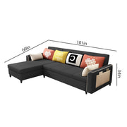 Denis 5 Seater L Shape Sofa Set for Living Room (Black Fabric) Premium Fabric Sofa