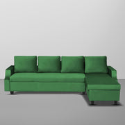 Asper RHS 6 Seater L Shape Sofa Set for Living Room (Green Fabric) Premium Fabric Sofa