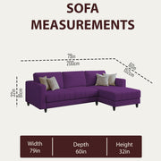 Oslo 4 Seater RHS L Shape Sofa Set for Living Room (Purple Fabric) Premium Fabric Sofa Set for Living Room