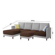 Swaloni LHS 6 Seater L Shape Sofa Set with Center Table for Living Room (Brown Grey) Premium Fabric Sofa