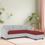 Blustin RHS 4 Seater L Shape Sofa Set for Living Room (Maroon Grey Fabric) Premium Fabric Sofa