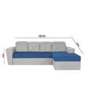 Elvi RHS 6 Seater L Shape Sofa Set for Living Room (Brown Grey Fabric) Premium Fabric Sofa