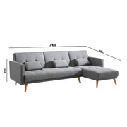 Convertible Futon RHS 4 Seater Sofa Cum Bed with Adjustable Backrest Sofa for Living Room (Blue Grey Colour) Premium Fabric Sofa