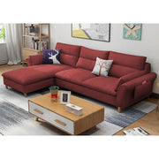 Hudson 4 Seater L Shape Sofa Set for Living Room (Maroon Fabric) Right Side