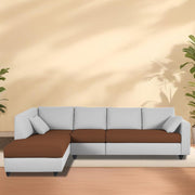 Dorian LHS 6 Seater L Shape Sofa Set for Living Room (Brown Grey Fabric) Premium Fabric Sofa