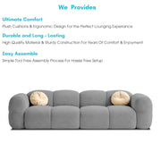 Casaliving Vetras Modern Velvet Bubble Cloud Sofa, Tufted Design Upholstered 3 Seater Sofa Set for Living Room,(Blue Colour) Premium Velvet Fabric Sofa