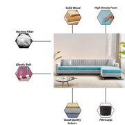 Garcia LHS 6 Seater L Shape Sofa Set for Living Room (Black Grey - Colour) Premium Fabric Sofa Set