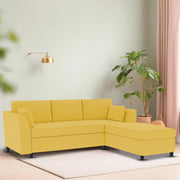 Blustin RHS 4 Seater L Shape Sofa Set for Living Room (Yellow Fabric) Premium Fabric Sofa