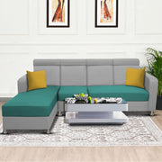 Emma RHS 6 Seater L Shape Sofa Set for Living Room (Turquise Grey Fabric)