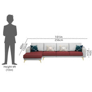 Falco LHS 6 Seater L Shape Sofa Set for Living Room (Maroon Grey Fabric) Premium Fabric Sofa