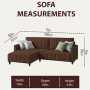 Netlie 4 Seater LHS L Shape Sofa Set for Living Room (Brown Fabric) Premium Fabric Sofa Set for Living Room