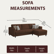 Oslo 4 Seater RHS L Shape Sofa Set for Living Room (Brown Fabric) Premium Fabric Sofa Set for Living Room