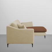 Cortina RHS 4 Seater L Shape Sofa Set for Living Room (Cream Brown Fabric) Premium Fabric Sofa