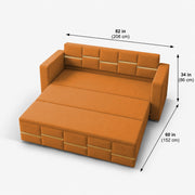 Casaliving Mordo 3 Seater Sofa Cum Bed for Living Room (Black Fabric) Premium Fabric Sofa Set